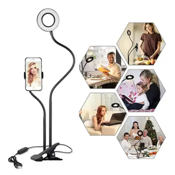 

Professional Selfie Ring Light and Cell Phone Holder Stand for Live Stream Makeup TIK Tok Vigo YouTube and Video Recording