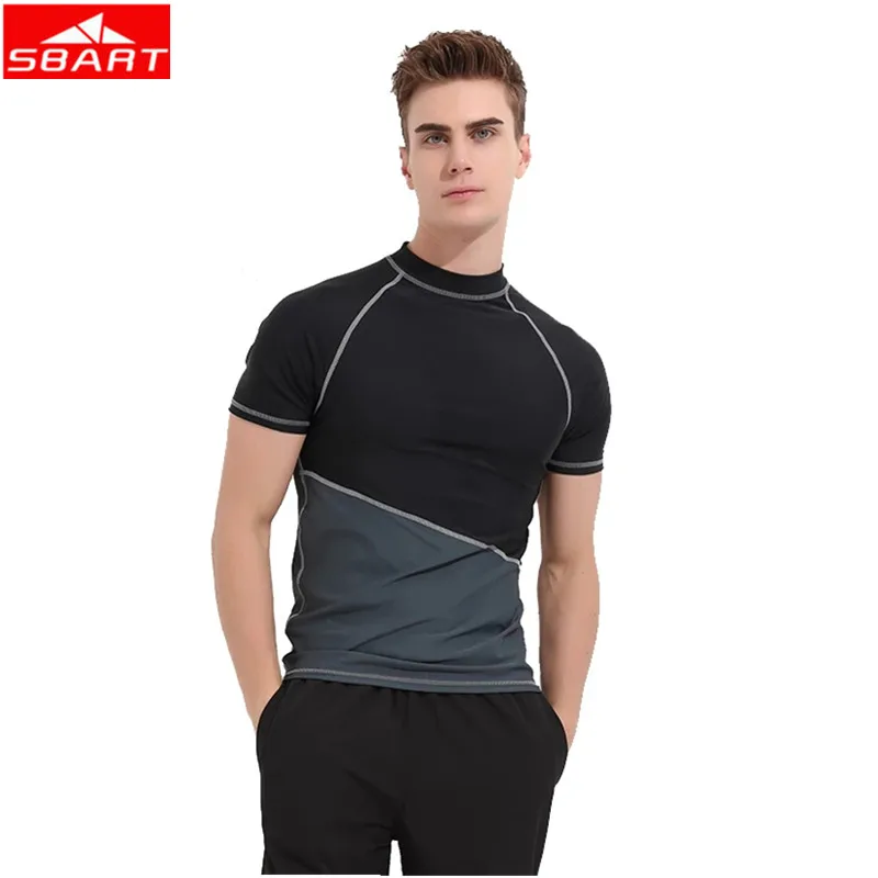 Men Rashguard Short Sleeve Wetsuit T Shirt Quick-dry Surfing Swimwear Tops Anti-UV Swimming Rash Guard Bathing Suits men rashguard