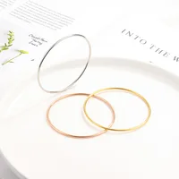 2mm Stainless Steel Single Thin Wire Circle Round Bangle Bracelet Women Simple Classic Jewelry Gold Silver Color 55cm 60cm 65cm 2
