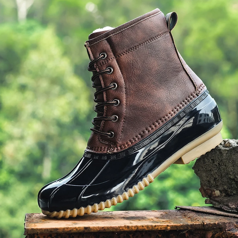 Мужские ботинки sonwy; водонепроницаемые мотоциклетные ботинки; зимние ботинки для всех сезонов; теплые ботинки на резиновой подошве коричневого цвета