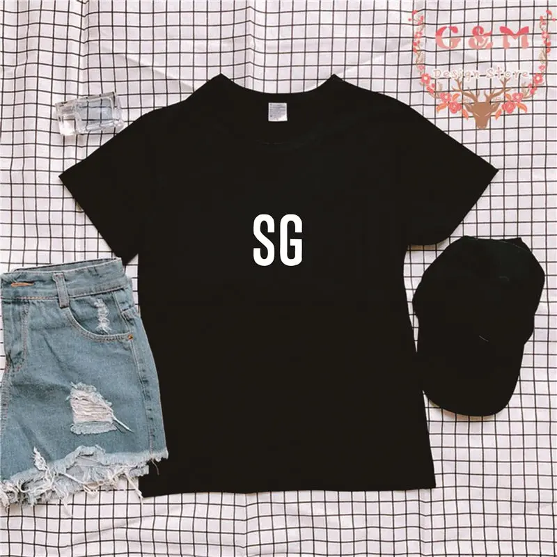 Новое поступление футболки с буквенным принтом SG женская модная футболка в