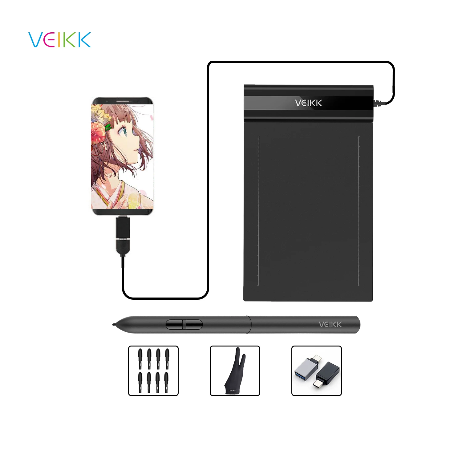 Tablet Gráfico com Caneta Tablet de Desenho Digital Ensino On-line Aprendizagem para Iniciantes Crianças Osu 6×4 Veikk-s640