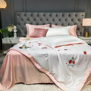 

Papa&Mima cool touch Fabric Silkly Summer Nap Quilt Set Modal Embroidery Blanket Bedspread Sheet Pillowcases