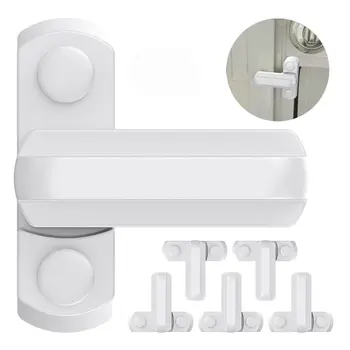 

New-6pcs Safe Window Lock Sash Jammer T Shape Zinc Alloy Window Door Security Sash Lock Handle Latch Child Protection White