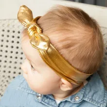 Алиэкспресс Лидер продаж бронзовая детская лента для волос с кроличьими ушами,, эластичная Детская повязка для волос в европейском и американском стиле