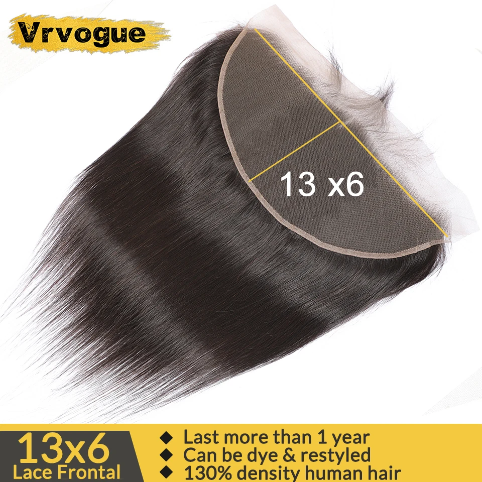 

Vrvogue Straight Frontal 13x6 Lace Frontal Medium Brown Ear To Ear Lace Frontal Closure Peruvian Remy Human Hair 8-22inch
