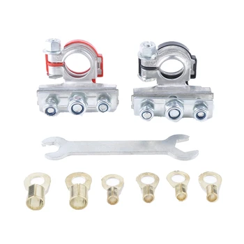 

2X Battery Top Post Cable Terminal Wire Terminals Car Battery Connector Battery Terminal Battery Clamp with Wrench + Brass Termi