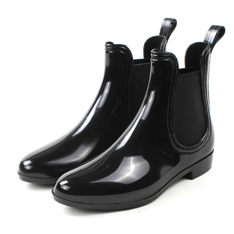 

Women Fashion PVC Soft Elastic Band Rainboots Short Ankle Flat Heels Rain Boots Waterproof Water Shoes ghn5