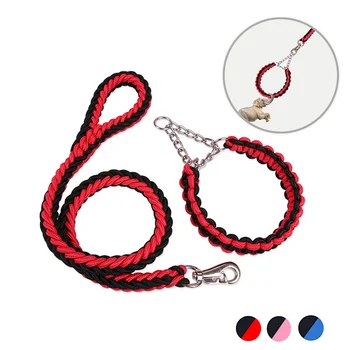

P Chain Dog Leash And Collar Set Nylon Dog Leash Running Tracking Leashes Outdoor Safety Dog Leash Strong For Medium Large Dogs