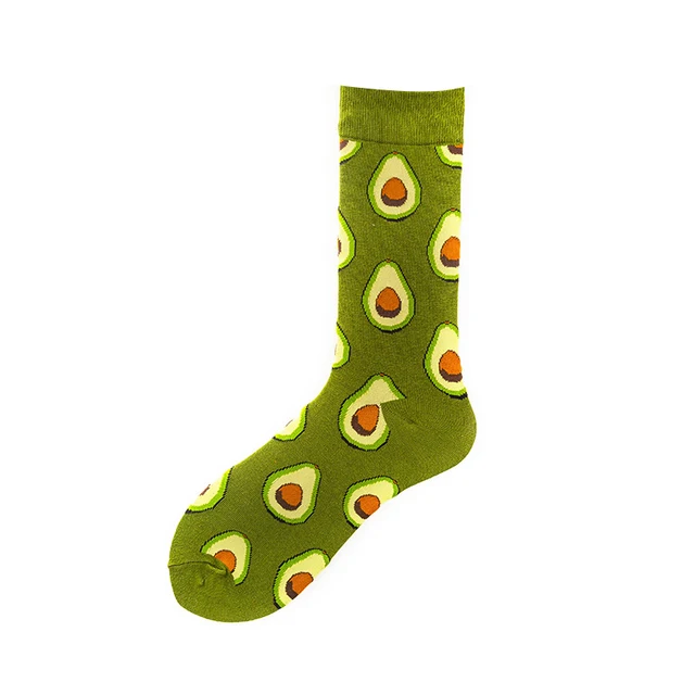 Funny Cotton Socks Women Tube Happy Sock Tide Cotton Long Snacks Fruit Food Avocado Socks High Tube Socks Avocado socks