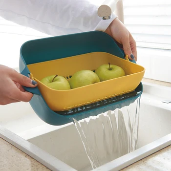 

Fruit Storage Drain Basket Strainer Kitchen Tool Rotatable Portable for Vegetable C44