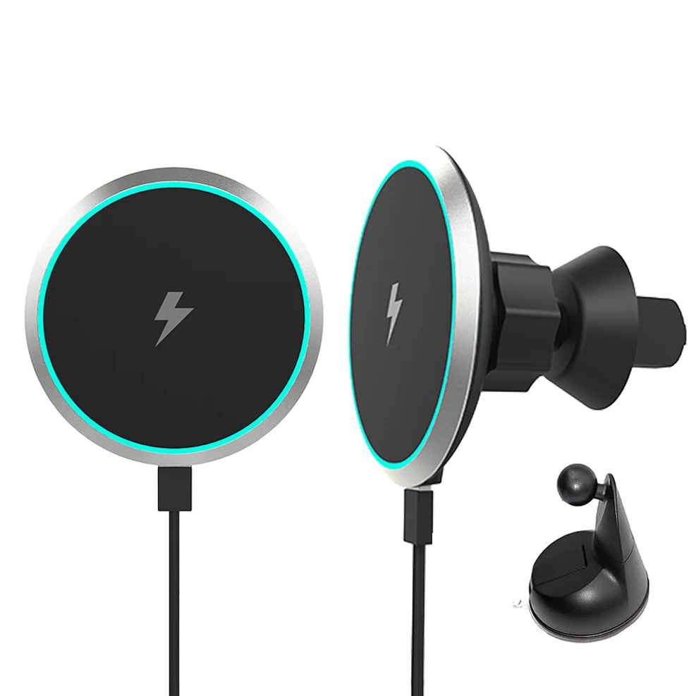 15W Magnetic Car Wireless Charger Qi Fast Charging Mount Air Vent Phone Stand For Iphone 12 ProMax 12Mini 11 Magsafe Car Holder