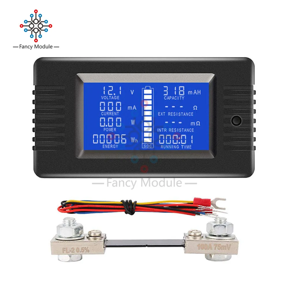 Diymore PZEM-015 100A шунтирующая батарея тестер напряжения Amp мощность Емкость внутреннего и внешнего сопротивления измеритель остаточного электричества