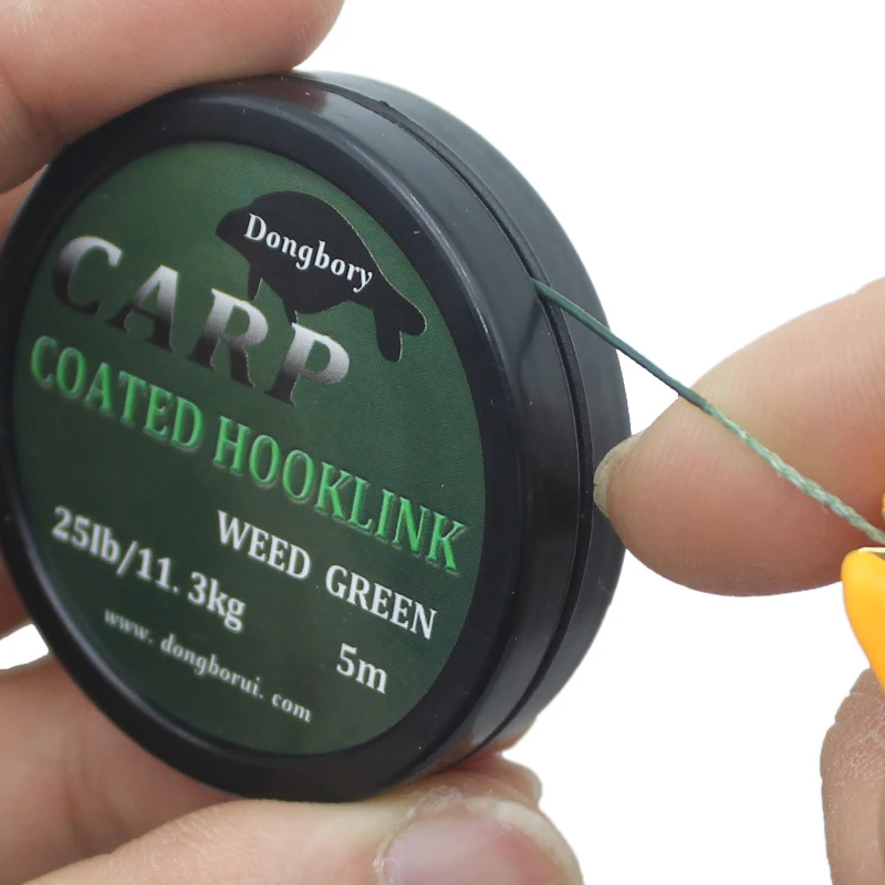 

1PCS 5m Carp Fishing Line Hook Link Carp Coated Hooklink Braid Line for Hair Rig 15IB 25IB 35IB Carp Coarse Fishing Tackle