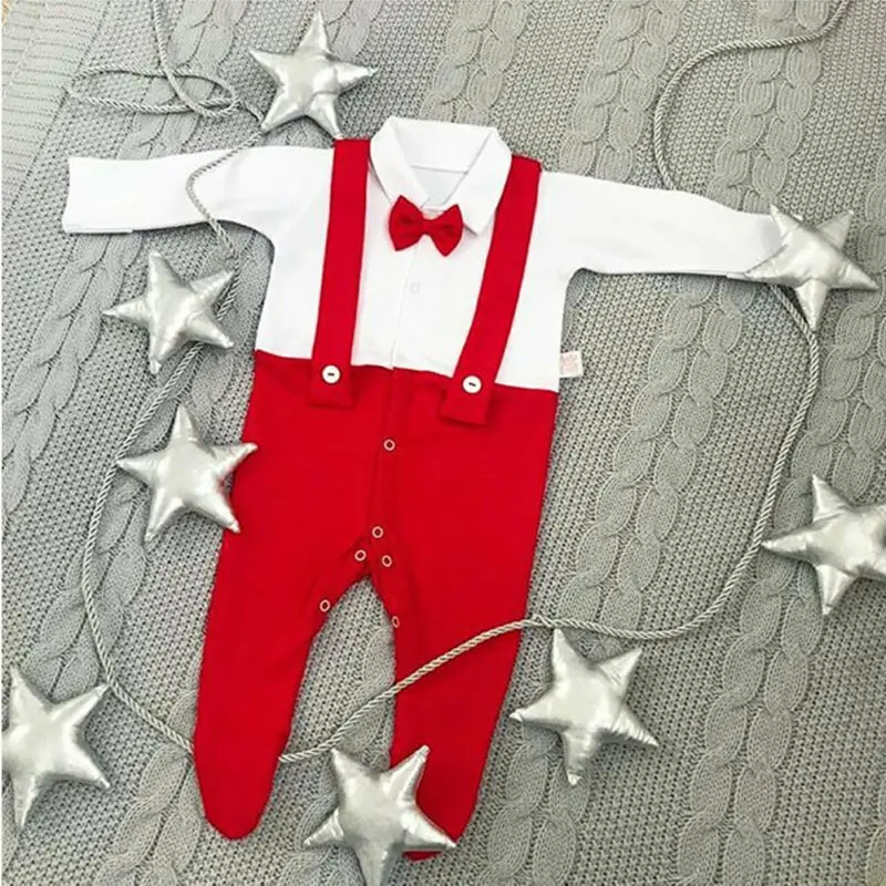 Rompoer/детский комплект одежды для маленьких мальчиков; рождественские вечерние комбинезоны с длинными рукавами; рубашка на лямках; комбинезон; одежда