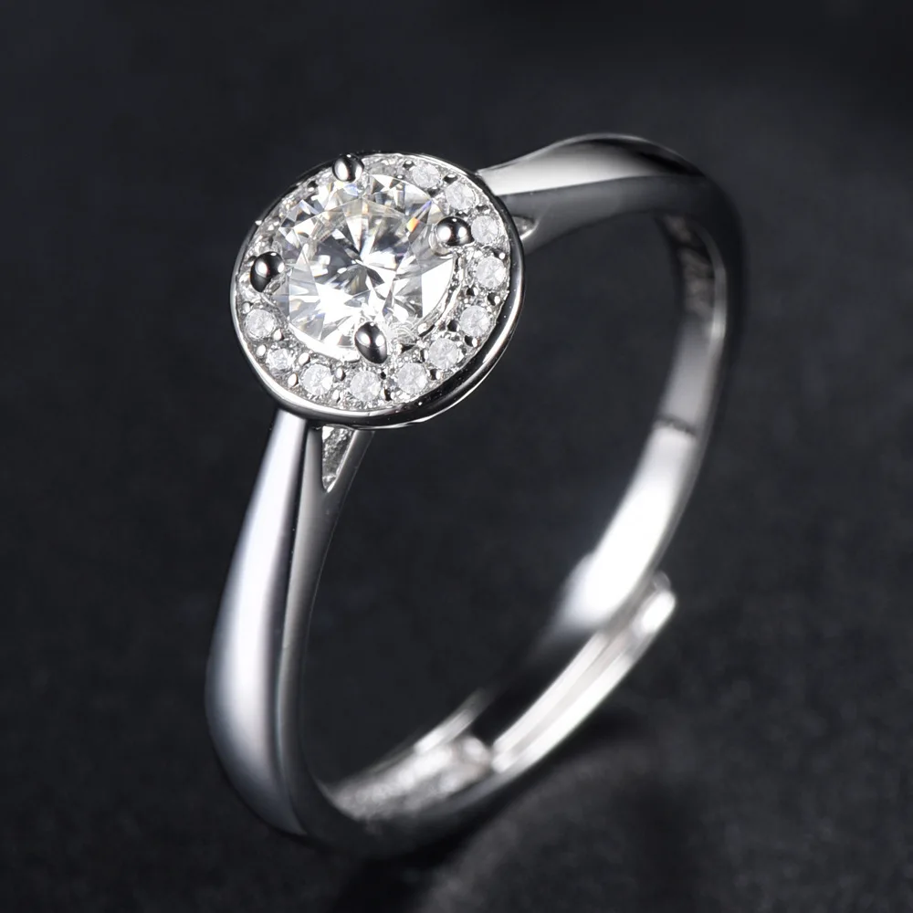 

Tong Lin New Style S925 Silver Ruby Circle Ring Korean-style Fashion Inlaid 50 Points Moissanite Diamond Ring Engagement Ring