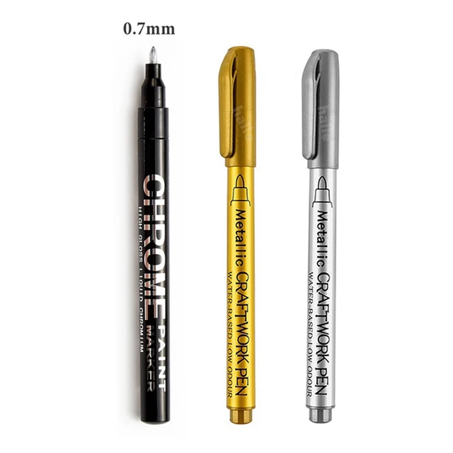 Haile Liquid Mirror Marker Silver Markers Pen DIY Reflective Paint Pens Mirror Markers Chrome Finish Metallic Art Craftwork Pen Marker Set -0.7mm A