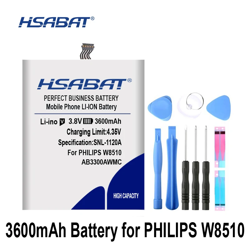 HSABAT AB3300AWMC 3600 мАч аккумулятор для Philips W8510 Xenium W8510 батарея AB3300AWMC B версия батареи