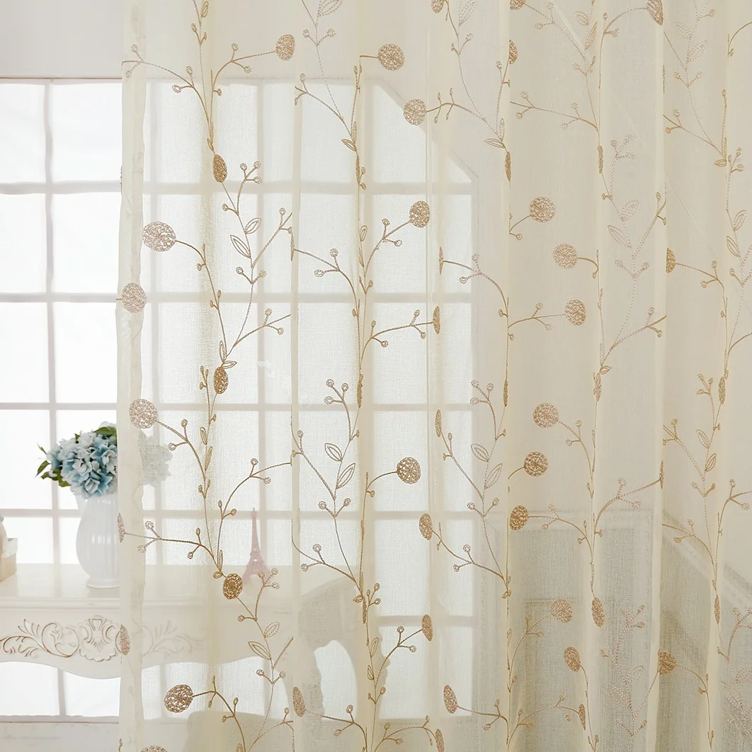 

American Embroidery Window Curtains for Living Dining Room Bedroom Bedroom Study Curtain Matching Yarn