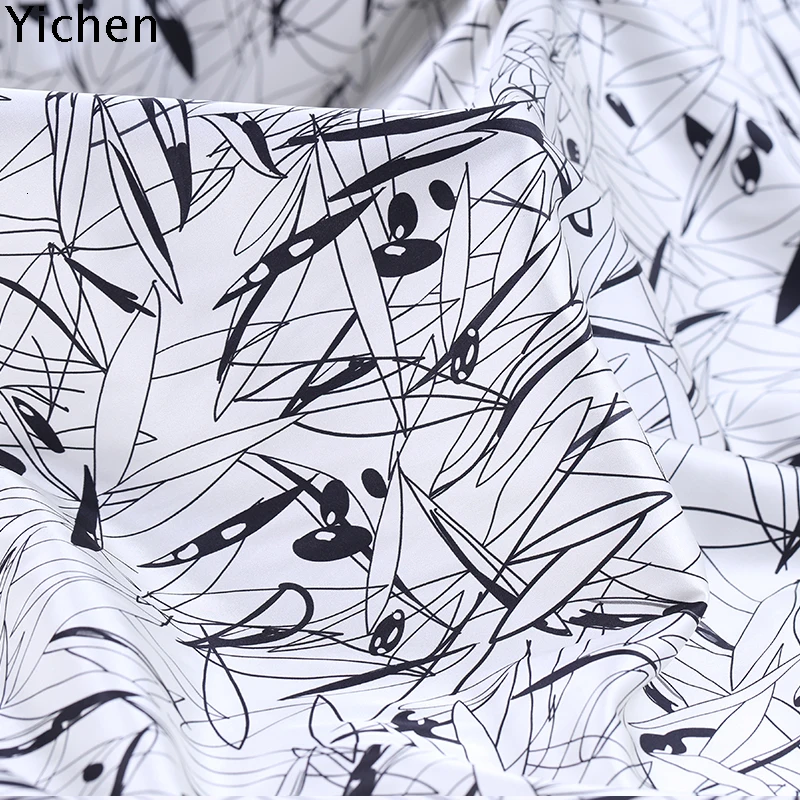 Лист тутового шелкопряда эластичный атлас натуральный шелк ткань печать эластичный атлас платье чонсам