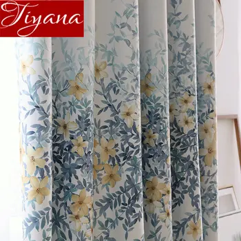 

Floral Curtain Print Voile Nordic Blackout for Window Bedroom Rustic Sheer Fabric Custom Blind Home Decoration X617#30