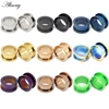 Alisouy 2pcs 1.2-30mm Stainless Steel Ear Tunnels Plugs Gold/Black color Expander Stretcher Ear Gauges Piercing Body Jewelry ► Photo 1/6