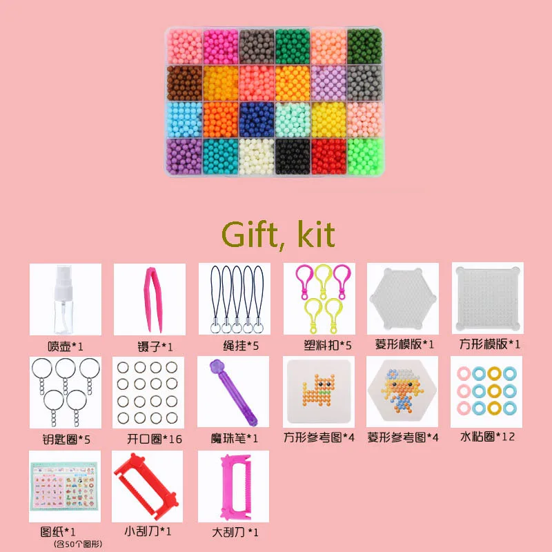 

10 colors beads puzzle Crystal color DIY beads water spray set ball games 3D handmade magic toys for children