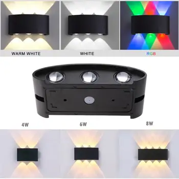 

6W/8W Led Aluminum Double Head Up And Down Light Curved Wall Lamp Outdoor/Indoor Lamp Sconce Waterproof Dimmable