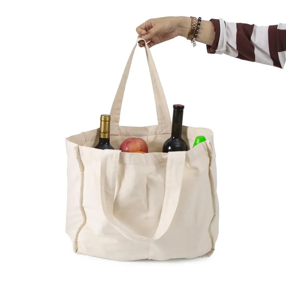 Heavy Duty Organic Cotton Reusable Grocery Tote Bags