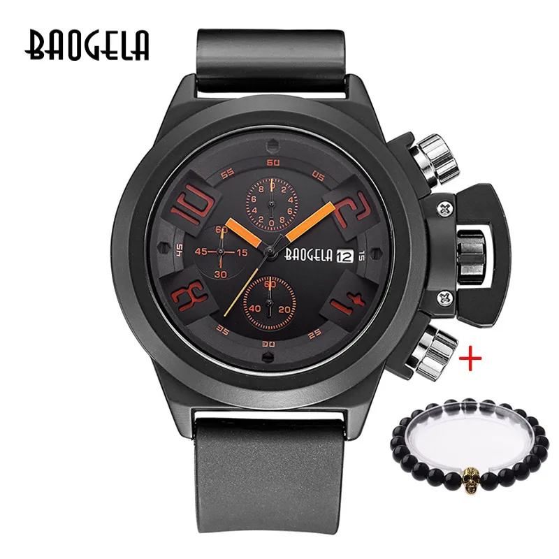 Baogela mode hommes montres меню кварцевый Спортивный Хронограф Montre Homme Relogio Masculino силиконовый Montre-браслет pour Homme horlo - Цвет: 1606 orange
