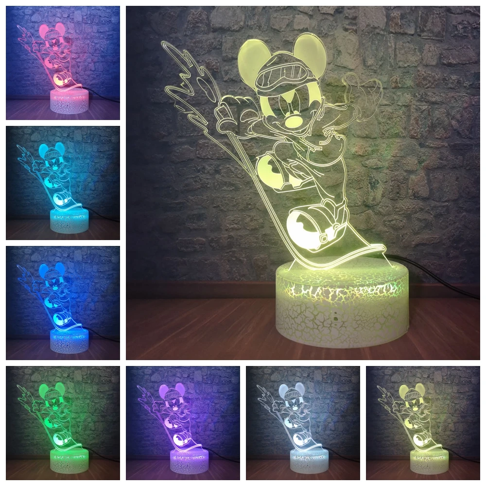 Прямая поставка; 3D романтический лампа светодиодный ночной Светильник милые Микки и Минни Маус Мышь многоцветные Красочные градиент настольная лампа украшение комнаты для ребенка лучший подарок