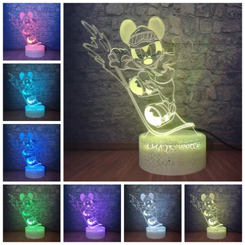 

DropShip 3D Romantic Lamp LED Night Light Cute Mickey Minnie Mouse Multicolor Gradient Table Lamp Room Decor For Child Best Gift