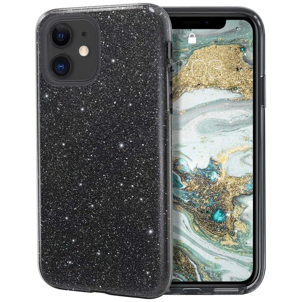 Силиконовый чехол с блестками для iPhone 11 Pro Max 12 X R XR XS 8 Plus 7 6 6S SE 2020 | Мобильные