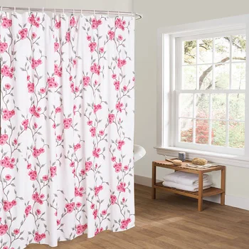 

Modern simple printed plum blossom pattern waterproof polyester shower curtain toilet partition broken curtain