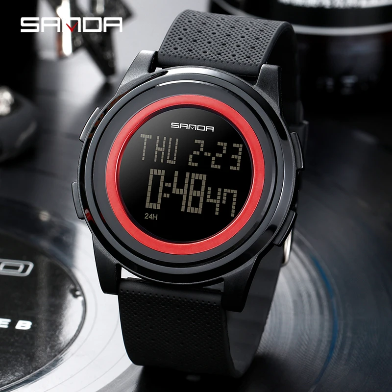 SANDA Fashion Men's Watches LED Timing Electronic Watch Multi-function Waterproof Outdoor Sports Wristwatch reloj hombre