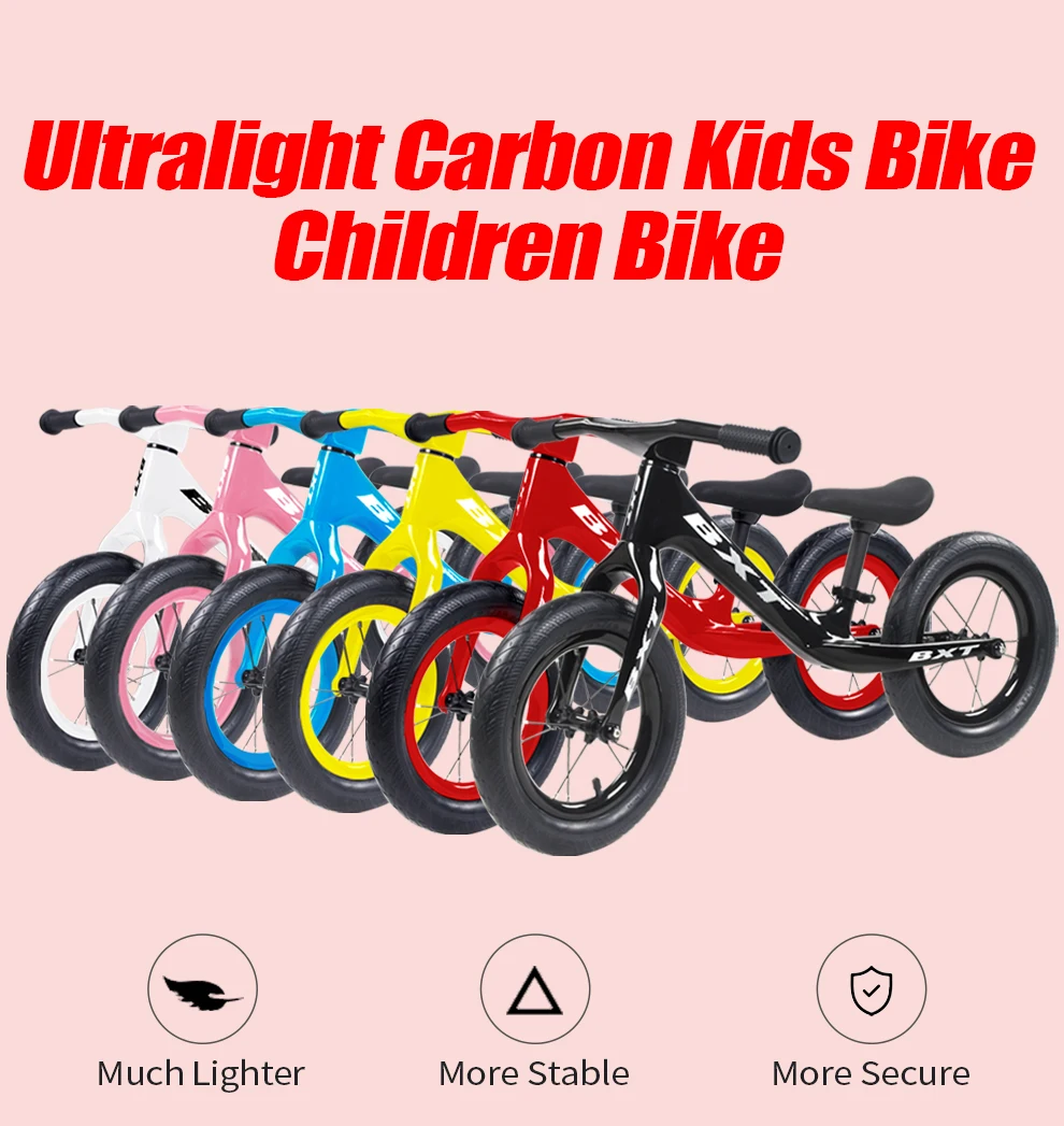 BXT New Ultralight Kids bike Pedal-less Balance Carbon Children Bike Push Bike Children's Walker Carbon Kid Bicycle 1.95KG