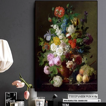 

Vintage Flower Oil Painting Canvas Botanical Flowers Posters and Prints Cuadros Wall Art Picture for Living Room Home Decoration