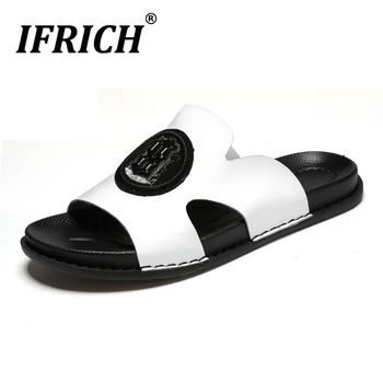 

Popular Man Beach Casual Shoe Pu Leather Slippers Men Comfortable Man Soft Slippers Brand Designer Summer Fashion Beach Slippers