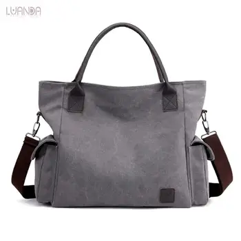 

Fashion Brand Large Pocket Casual Totes High Quality Women Female Shoulder Bags Designer Canvas Large Capacity Handbag For Lady