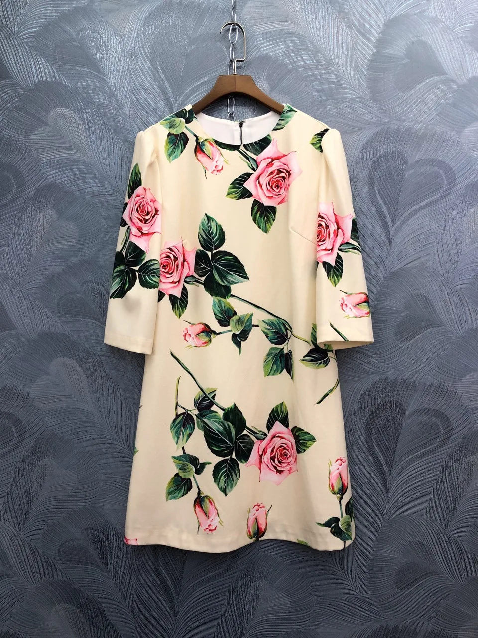 Spring summer runways floral print half sleeve sweet dress Fashion women's elegant dress B229