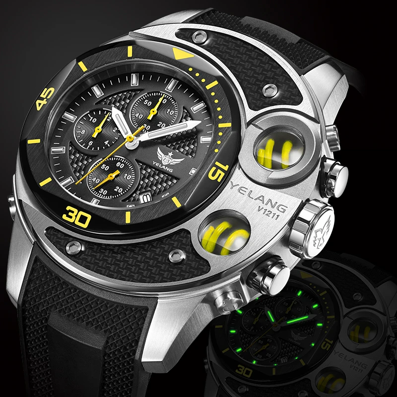 tritium watch p2 Тритий часы, наручные часы мужские Yelang мужские военные T100 светящиеся водонепроницаемые мужские Спортивные кварцевые наручные часы erkek kol saati V1211 - Цвет: tritium watch p2