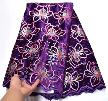 

New Arrival Sequins Net Lace Fabrics African Nigerian Tulle Mesh Lace Fabric for Wedding Velvet Lace Fabrics with Sequins RC-965