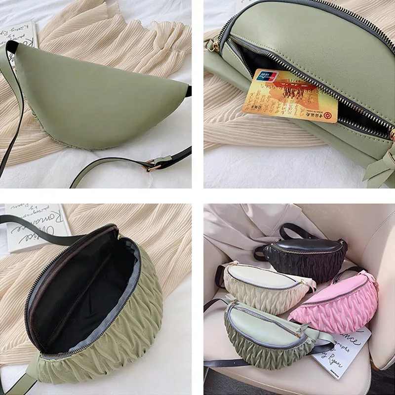 Женская поясная сумка из искусственной кожи плиссированная поясная Женская водонепроницаемая нагрудная сумка модная сумка на пояс высококачественный кошелек