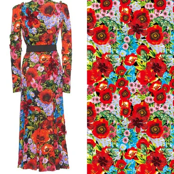 

Italian brand polyester printed fabric cloth 145 cm width parent-child shirt dress garment fabric alibaba express