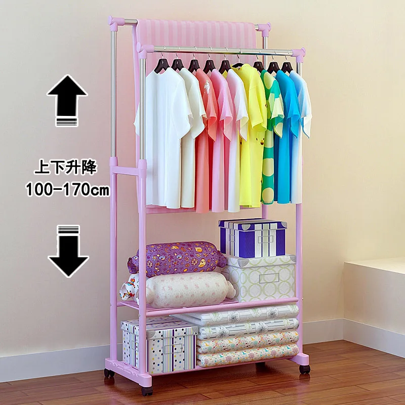 

Retractable Drying Rack Double Poles Stainless Steel Balcony Clothes Rack with Universal Wheel Removable-Style Hallstand Sub-