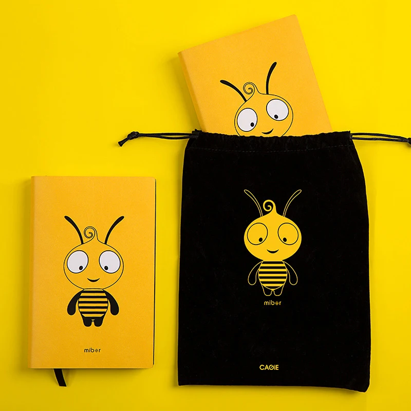 A6 Kawaii записная книжка, школьные офисные принадлежности, линейные страницы, пчела, ручная записная книжка, записывающая, для встречи, из искусственной кожи, Канцтовары для девочек