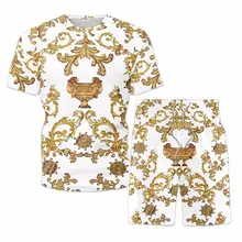 2021 Casual Outfit Retro Ethnic Style Men's Sets Summer Beach Short Sleeve Set Male Fashion O-Neck T-Shirt Shorts Suit Tracksuit