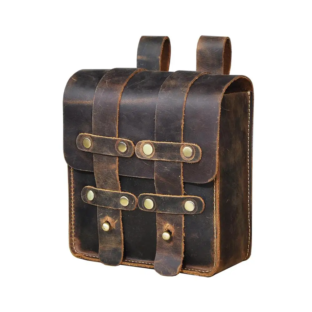 Luxury Thick Crazy Horse Leather men Vintage Travel Belt Fanny Waist Bag Pack Design Bum Hip Bag 6.5" Phone Case Pouch Male 1608