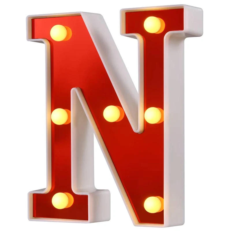  Red Plastic Letter LED Night Light Marquee Sign Alphabet Lights Lamp Home Club Outdoor Indoor Party - 4000134189149