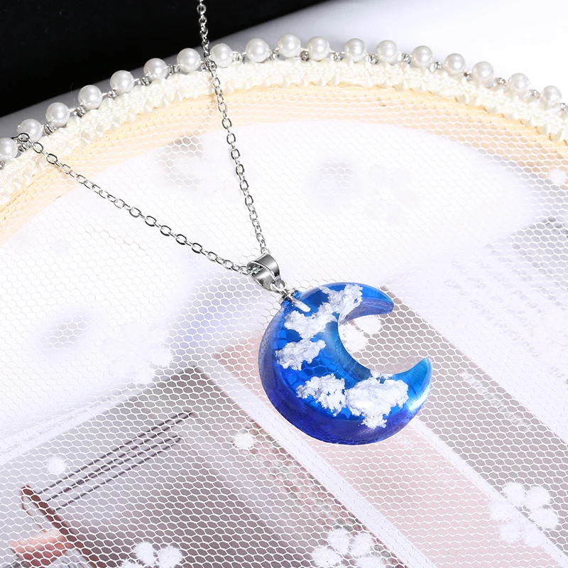 Креативное голубое небо белые облака ожерелье из полимерного стекла подвеска в